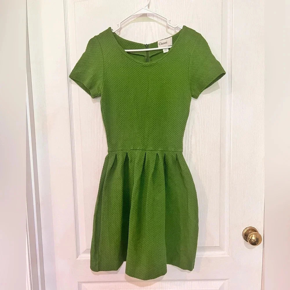 Final Price Anthropologie GANNI Green Textured Knit Drop Waist - Picture 2 of 9
